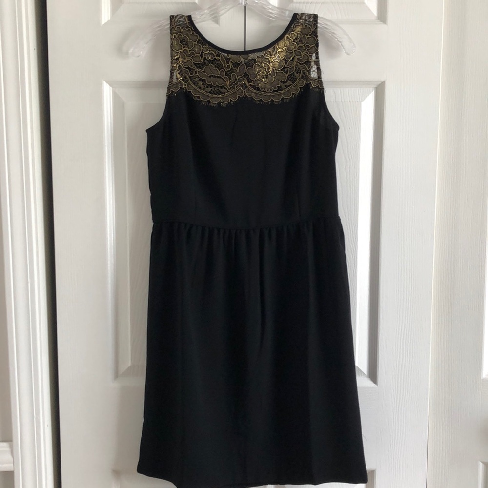LOFT Black Mini with Gold Lace Details